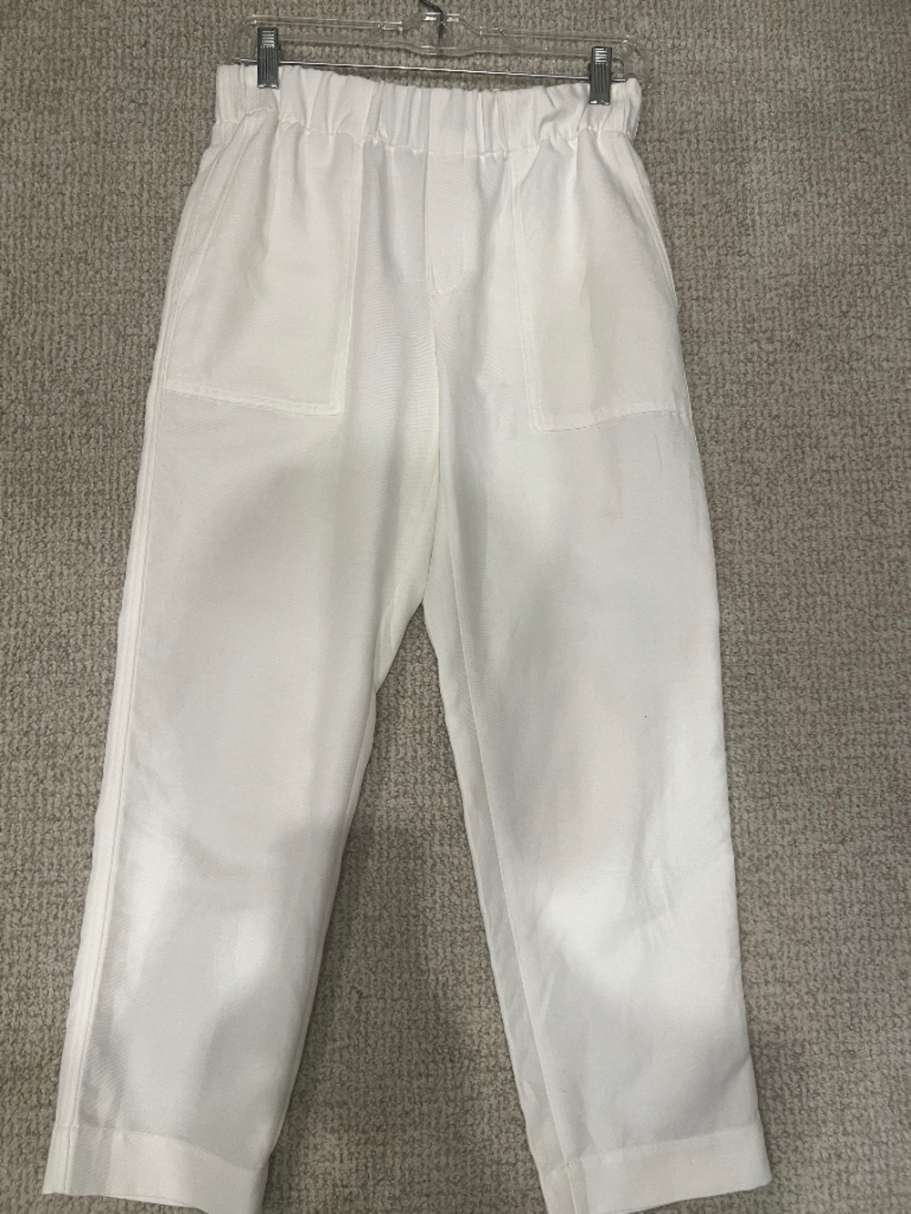 Banana Republic White Pull On Pants Women’s XS Elastic Waist Ankle Straight Leg